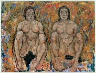 Kauernde Frauen [Przykucnięte kobiety] (olej i gwasz)