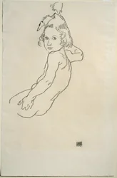 Kinderakt (czarna kreda na papierze)