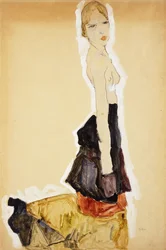 Klęcząca dziewczyna z hiszpańską spódnicą; Klęcząca dziewczyna w hiszpańskiej spódnicy, 1911