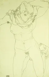 Klęcząca Nude z przodu; Klęczący akt z przodu, 1914