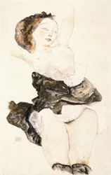 Leżąca młoda dziewczyna, półnaga, 1912