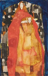 Matka z dzieckiem w czerwonym płaszczyku, 1911.