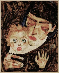 Mutter und Kind II (olej na drewnie)