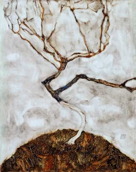Małe drzewo późną jesienią - Obraz Egona Schiele (1890-1918) olej na płótnie (42x33,5 cm)