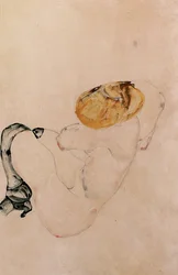 Przerażona, przyczajona młoda dziewczyna, 1912