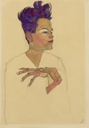 Autoportret z rękami na piersi, 1910