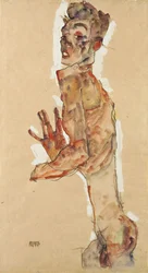 Autoportret z rozstawionymi palcami, 1911