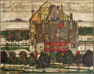 Domy jednorodzinne (Domy z Górą) 1915 (olej na płótnie)