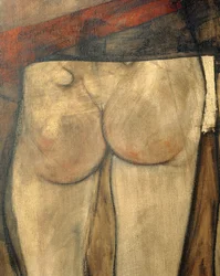 Akt kobiecy z szalem na ramieniu, Fragment ... (olej na płótnie)