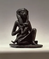Księżniczka karmiąca dziecko, prawdopodobnie z Edfu, Drugi Okres Przejściowy (miedź)