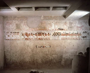 Wnętrze grobowca Ramose, Nowe Królestwo, c.1360 pne (malarstwo ścienne)