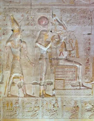 Kolorowy relief, świątynia Seti I, Abydos, Egipt