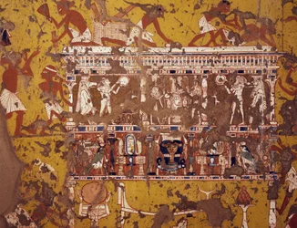 Kaiverretun bierin valmistus, fresko, kuvanveistäjä Ipyn hauta, Deir el-Medina Theban Necropolis (Unescon maailmanperintöluettelo puolalainen