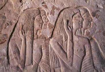 Relief przedstawiający grupę kobiet, grobowiec Letycji, Sakkara, Egipt, cywilizacja egipska, Nowe Państwo, XIX dynastia