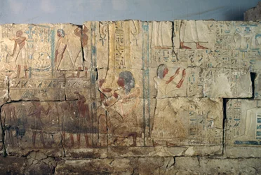 Relief z grobowca Netcherouymesa, wysokiego urzędnika Ramzesa II, Sakkara, Egipt, cywilizacja egipska, Nowe Państwo, dynastia XIX