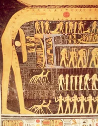 Fragment Księgi Dnia z sufitu komory grobowej Grobu Ramzesa VI (r.1143-1136 pne) Nowe Królestwo (malowidło ścienne)