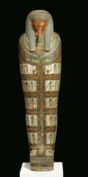 Kartonaż mumii Nespanetjerepenere, prawdopodobnie z Teb, III Okres Przejściowy (malowany len lub papirus zmieszany z tynkiem) (szczegóły patrz 104180)
