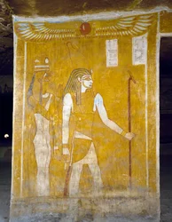 Malowidła ścienne z grobowca Pa Nentwy, Oaza Bahariya, Giza, Egipt. Cywilizacja egipska, 26 dynastia, 663-525 pne.