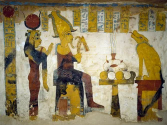 Malowidła ścienne z grobowca Pa Nentwy, Oaza Bahariya, Giza, Egipt. Cywilizacja egipska, 26 dynastia, 663-525 pne.