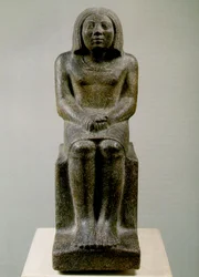 Siedząca postać męska, Egipt, Ankh, III dynastia (granit porfiroidalny)