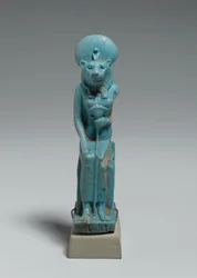 Siedząca figura Sekhmeta, 305-30 pne (szkliwiony fajans)