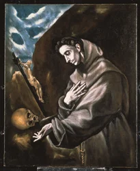 Święty Franciszek stojący w medytacji (olej na płótnie)