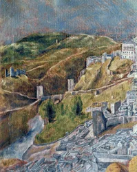 Widok i mapa Toledo (obraz na płótnie)