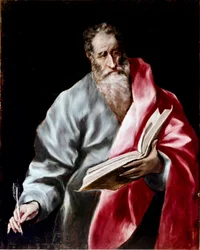 Apostolat katedry w Toledo: „”Św. Mateusz”” Obraz Domenikos Theotokopoulos dit El Greco (1541-1614) 1602-1605 Ndz. 100x76 cm Toledo, katedra