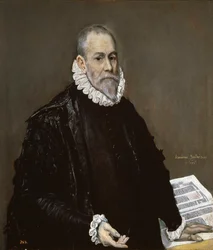""Portrait de medecin"" (Portret lekarza) Peinture autorstwa Domenikos Theotokopoulos dit El Greco (1541-1614) 1582-1585 Olej na płótnie Ciemny 96x82 cm Museo del Prado, Madryt