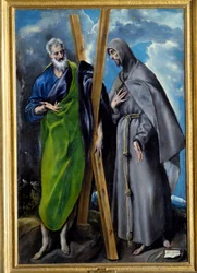 Portret św. Andrzeja i św. Franciszka z Asyżu. Obraz Domenikos Theotokopoulosa dit El Greco (1541-1614). Olej na płótnie. Wymiary: 1,67 X 1,13m. Madryt, Muzeum Du Prado
