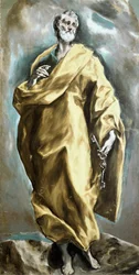 Święty Piotr Apotra. Obraz Domenikosa Theotokopoulosa w El Greco (1540-1614)