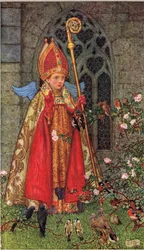 Ilustracja z „Księgi staroangielskich pieśni i ballad”, wydanej przez Hodder i Stoughton, ok. 1910 (kolor lito)