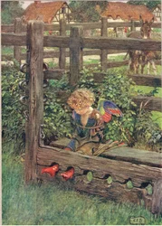 Ilustracja z „Księgi staroangielskich pieśni i ballad”, wydanej przez Stodder i Houghton, ok. 1910 (kolor lito)