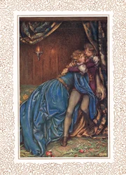 Lancelot i Ginewra Razem, ilustracja z „Idylls of the King” Alfreda Tennysona (1809-92), wydanej przez Hodder & Stoughton