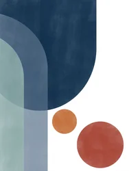Geometryczna abstrakcja w odcieniach błękitu i pomarańczy