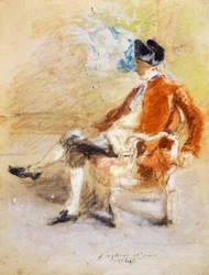 Figura w stroju z XVIII w., ok. 1890 (pastel na papierze)