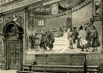 Freski w Wielkiej Sali w Pałacu Barnabitów, autor: Elia Bonci (1866-1953), Macerata, Marche, Włochy