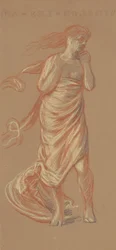 Stojąca drapowana figura kobieca, ok. 1872-77 (kredka na tkanym papierze)