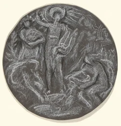 Studium dla Centre Tondo of Huntington Ceiling: Apollo i cztery pory roku