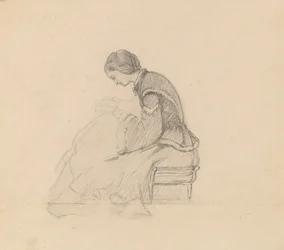 Studium czytającej dziewczyny, c. 1858.