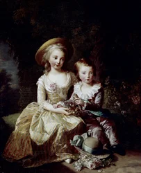 Muotokuva ranskalaisesta Marie Thérèse Charlottesta ja Francepoliksen Delfino Louis Joseph Xavierista
