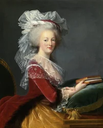„Portrety Marie Antoinette (Marie-Antoinette) z Lotaryngii Habsburgów (1755-1793) Królowa Francji”” Obraz Marie Louise Elisabeth Vigee Lebrun (Vigee-Lebrun)(1755-1842) 1785 Kolekcja prywatna