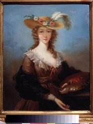 Autoportret. Obraz Marie Louise Elisabeth Vigee Lebrun (1755-1842). Olej na płótnie, 40 x 33 cm