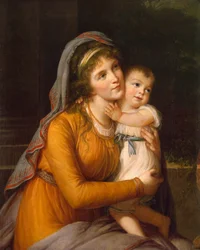 Portret baronowej Anny Siergiejewny Stroganowej 1765-1824 z synem, ok. 1930 r. 1800