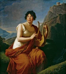 Portret autorki Baronowa Anne Louise Germaine de Staël 1766-1817 jako Corinne na Cape Misenum,