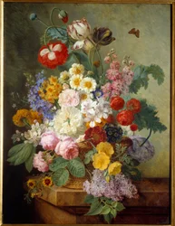 Kwiaty w obrazie Rocaille Elise Bruyere (1776-1842) 1836 Nd. 0,84x0,64 m Rouen, musee des Beaux Arts - Kwiaty w skale. Obraz Elise Bruyere (1776-1842)
