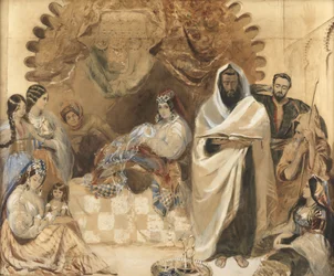Brytyjka Milah w Tangerze, 1838 (toaleta i kolor nadwozia na papierze, inkrustowane kolorowym szkłem)