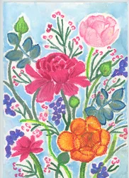 Bukiet jaskierów, 2018 (pastel olejny)