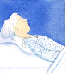 Wierna, pokorna osoba, która starała się podobać swojemu Zbawicielowi, może umrzeć w pokoju, mówiąc do siebie: "Starałam się żyć jako dobra przyjaciółka Chrystusa", 2005 (akwarela na papierze)