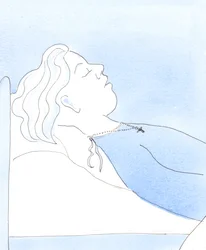 Wierna, pokorna osoba, która starała się podobać swojemu Zbawicielowi, może umrzeć w pokoju, mówiąc do siebie: "Starałam się żyć jako dobra przyjaciółka Chrystusa", 2005 (akwarela na papierze)